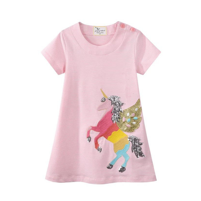 Vestido Manga Corta Niña Unicornio Alado Jump Kids
