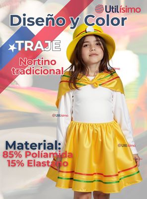 Imagen 2 del producto Pack 3 Traje Nortino Amarillo 4 Piezas Niñas Fiestas Patrias Baile Nortino
