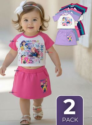 Pack 2 Conjuntos Huntrix 100% Algodón Crop Top Falda Short Niña HUNTR/X Demon Hunters