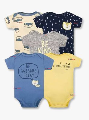 Pack 5 Bodys Niños Manga Corta Tedmimak 100% Algodón Baby BE KIND