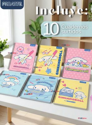 Imagen 2 del producto Pack 10 Cuadernos Universitarios Cinnamoroll 100 Hojas Proarte 7mm Diseños Surtidos