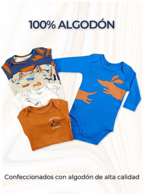 Imagen 2 del producto Pack 5 Bodys Bebé Niño Manga Larga Tedmimak 100% Algodón Various Dog