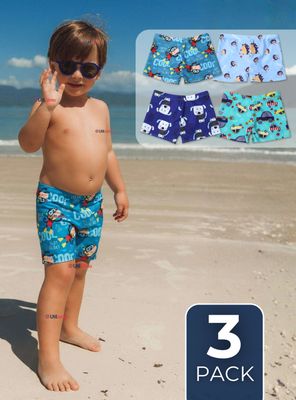 Pack 3 Shorts De Playa Niños Traje De Baño Pantalón Corto Diseños Surtidos