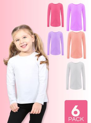 Pack 6 Camisetas Polar Primera Capa Niña Cuello Redondo