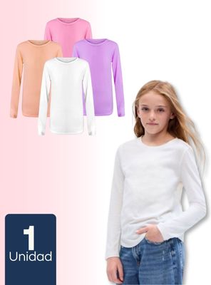 Pack 1 Camisetas Primera Capa Poleras Niña Bambú Manga Larga Surtido