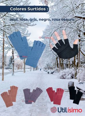 Imagen 2 del producto Guantes 16CM Lana Acrílica Dedos Medio Niña Liso Colores Surtidos