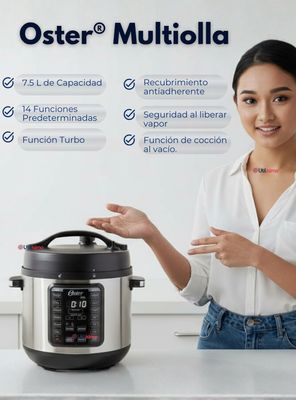 Imagen 2 del producto Oster Multiolla, Turbo, 7.5L Capacidad 14 Funciones, con Recubrimiento DiamondForce, CKSTPCECT75DF