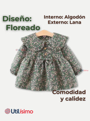 Imagen 2 del producto  Vestido Floreado De Lana Forrado En Algodón Niña Gris