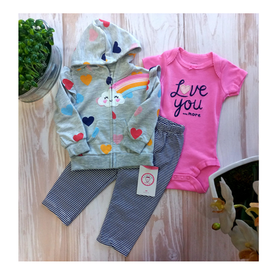 Conjunto Bebe Niña Pack 3 Piezas Tedmimak LoveYou