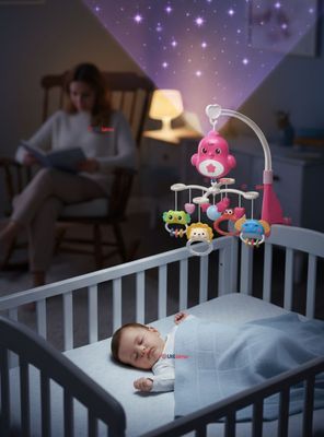 Móvil Giratorio Musical Proyector Bebé Niña Color Rosado