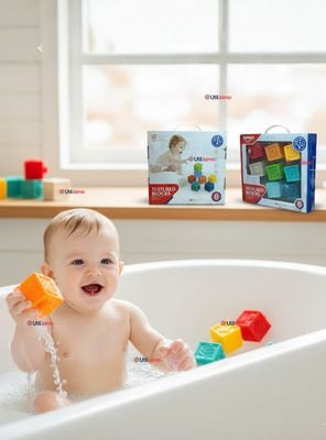 Set de 8 Bloques Sensoriales De Silicona Con Números Juguete Bebé