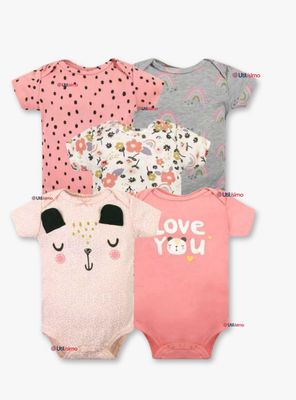 Pack 5 Bodys Niña Manga Corta Tedmimak 100% Algodón Princess love