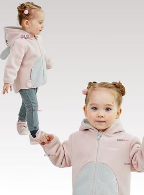Chaqueta Polar Manga Larga Con Capucha Niña Rosado Jump Kids