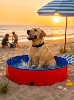 Piscina Bañera Portátil Plegable Para Perros 80x20cm Mascotas