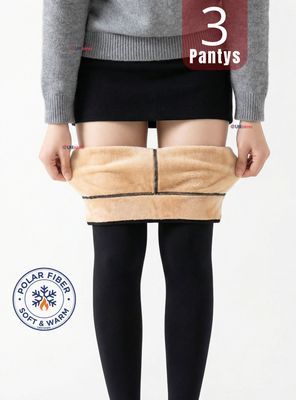 Imagen 1 del producto Pack 3 Calzas Mujer Panty Con Polar Térmica Color Negra Chiporro
