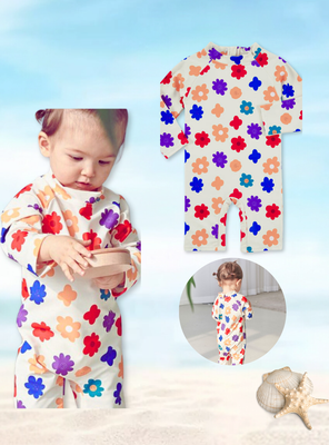 Imagen 2 del producto Traje de Baño Enterito Manga Larga Niña Jump Kids Floreado