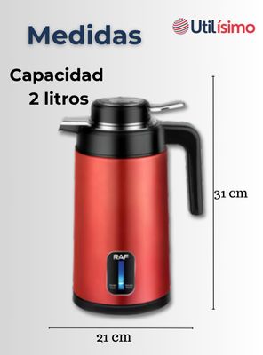 Imagen 2 del producto Termo Hervidor Eléctrico Acero Inoxidable 2 Litros Rojo
