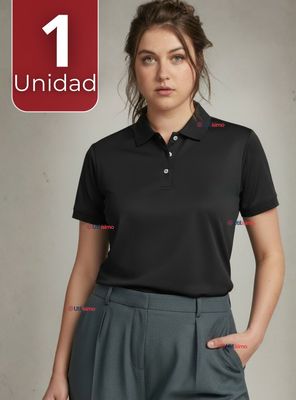 Polera Pique Premium 200g Manga Corta 100% Algodón Suave Chemise Negro Mujer