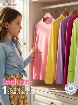 Imagen 2 del producto Polera Camiseta Polar Primera Capa Cuello Beatle Colores Surtido Niñas