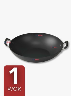 Wok Chino de Acero Inoxidable Antiadherente 34cm Negro