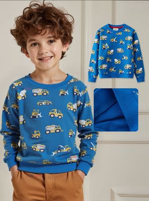 Imagen 1 del producto Polerón Algodón Cuello Redondo Niño Azul Claro Grúa