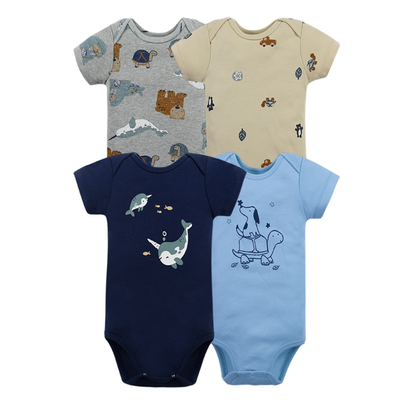 Imagen 1 del producto Pack de 4 Bodys Bebé Niño Tedmimak Manga Corta Ballena