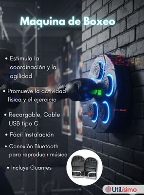 Imagen 2 del producto Máquina de Boxeo Musical con Bluetooth y Guantes para Adulto y Niños
