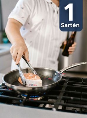 Sartén de Acero Inoxidable Antiadherente 28cm Para Cocinar Freír y Saltear