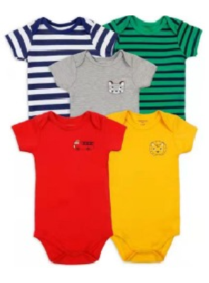 Pack 5 Bodies Manga Corta Liso Tedmimak Algodon