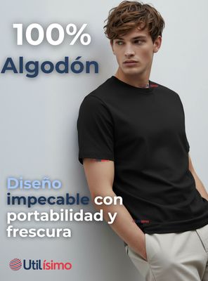 Imagen 2 del producto Polera Camiseta 100% Algodón Premium Manga Corta Básico Negro Hombre