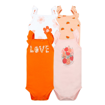 Pack de 4 Bodys Bebé Niña Tedmimak Sin Manga Love