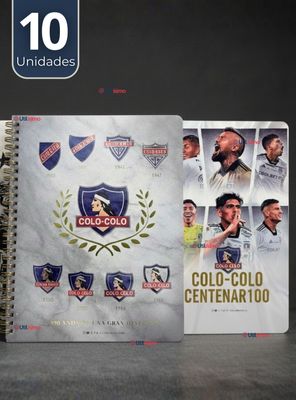 Imagen 1 del producto Pack 10 Unidades Cuadernos Colo Colo Centenario de 100 Hojas Diseños Surtidos