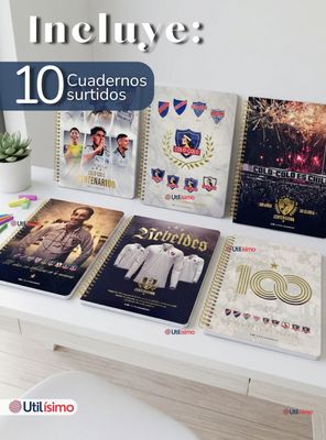 Imagen 2 del producto Pack 10 Unidades Cuadernos Colo Colo Centenario de 100 Hojas Diseños Surtidos