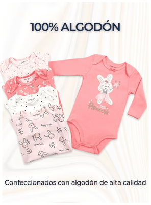 Imagen 2 del producto Pack 5 Bodys Bebé Niña Manga Larga Tedmimak 100% Algodón Rabbit Princess