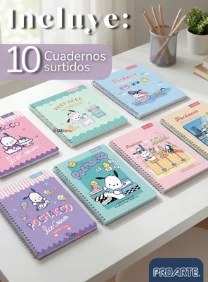 Imagen 2 del producto Pack 10 Cuadernos Universitarios Pochacco 100 Hojas Proarte Diseños Surtidos