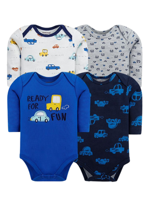 Pack 4 Bodys Tedmimak Niño Manga Larga Carros