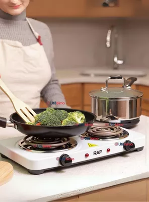 Cocina Eléctrica 2 Platos 2000W de Potencia Cocinilla Portátil Color Blanco