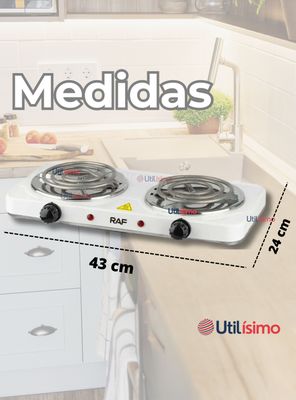 Imagen 2 del producto Cocina Eléctrica 2 Platos 2000W de Potencia Cocinilla Portátil Color Blanco