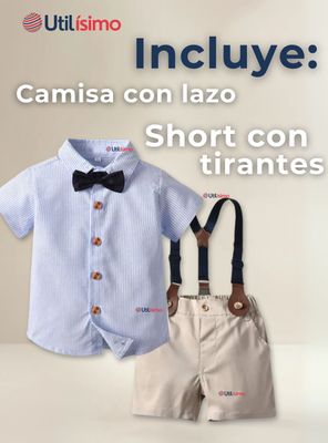 Imagen 2 del producto Conjunto de Vestir con Tirantes Camisa y Short Algodón Bebes