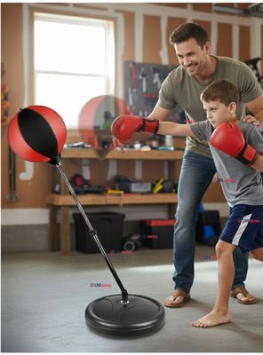 Set de Boxeo Punching Ball Altura Ajustable Guantes y Bomba para Niños