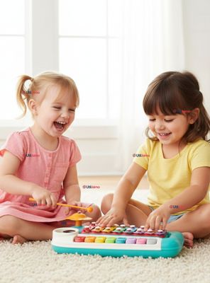Juguete Xilófono Piano 5 en 1 para Bebé Niña Niño Interactivo Notas Multicolor