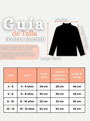 Imagen 2 del producto Polera Camiseta Bambú Salmón Cuello Beatle Primera Capa Manga Larga Niñas