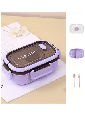 Fiambrera Contenedor 1200 Ml Táper Hermético + Salsera Plástico Purple
