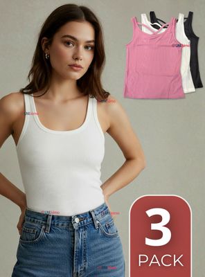 Pack 3 Camisetas Poleras 100% Algodón Básicas Lisa Con Espalda Cruzada Mujer Colores Surtidos