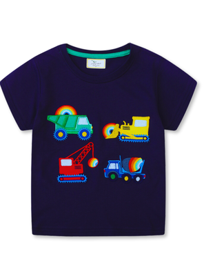 Polera Niño Algodón Manga Corta Jump Kids Autos Coloridos