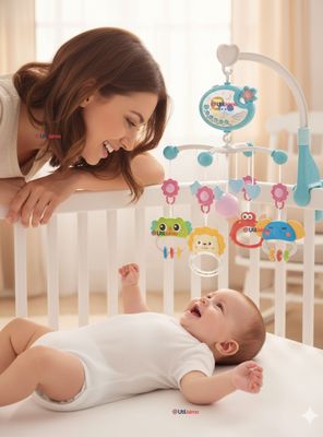 Móvil Giratorio Musical Proyector De Luces Más Control Para Cuna Bebé