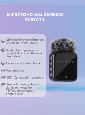 Imagen 2 del producto Pack 2 Micrófonos Inalámbrico 3 En 1 Para Celular iPhone Android Profesional Lavalier