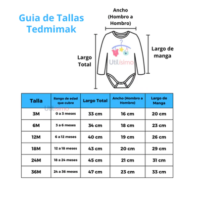 Imagen 2 del producto Pack 5 Bodys Tedmimak Niño Manga Larga Roar Azul Oscuro 100% Algodón