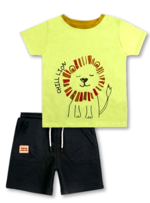 Set 2 Piezas Conjunto Polera y Short Tedmimak Verano 100% Algodón Chill Lión