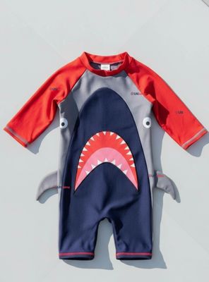 Traje de baño Enterito Con Cremallera para Niños 2 a 6 años Red Shark